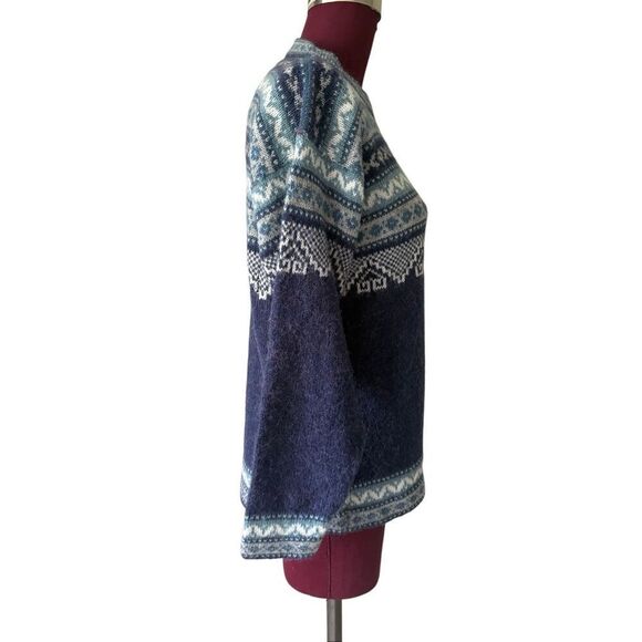 Alpaca Connection Alpaca Wool Blend Fair Isle Sweater size S Blue - Picture 10 of 10